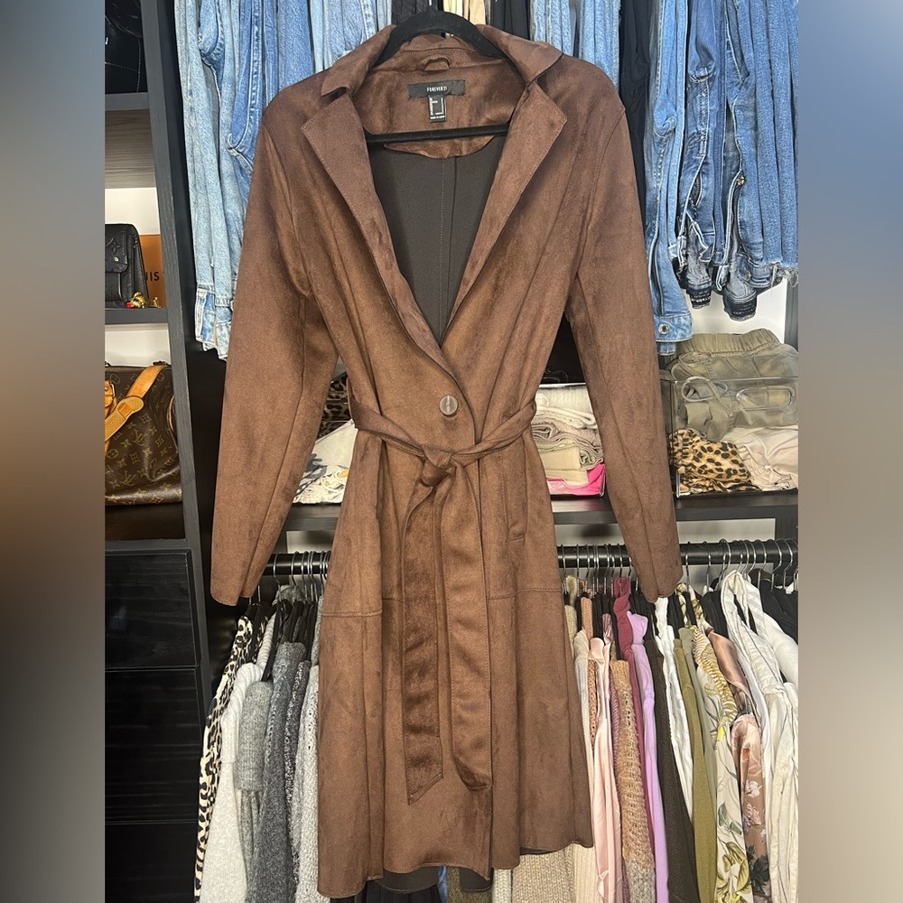 Forever 21 - Brown Suede Trench Coat - Small
